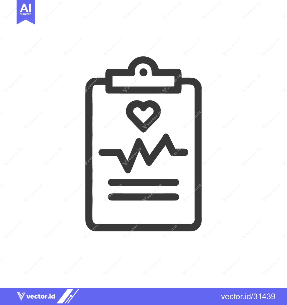 Premium Vector dari Medical Clipboard Icon with Heart and ECG Line, Healthcare Symbol