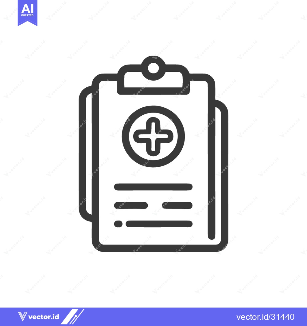 Premium Vector dari Medical Clipboard Icon: Healthcare Report with Plus Symbol, Outline St