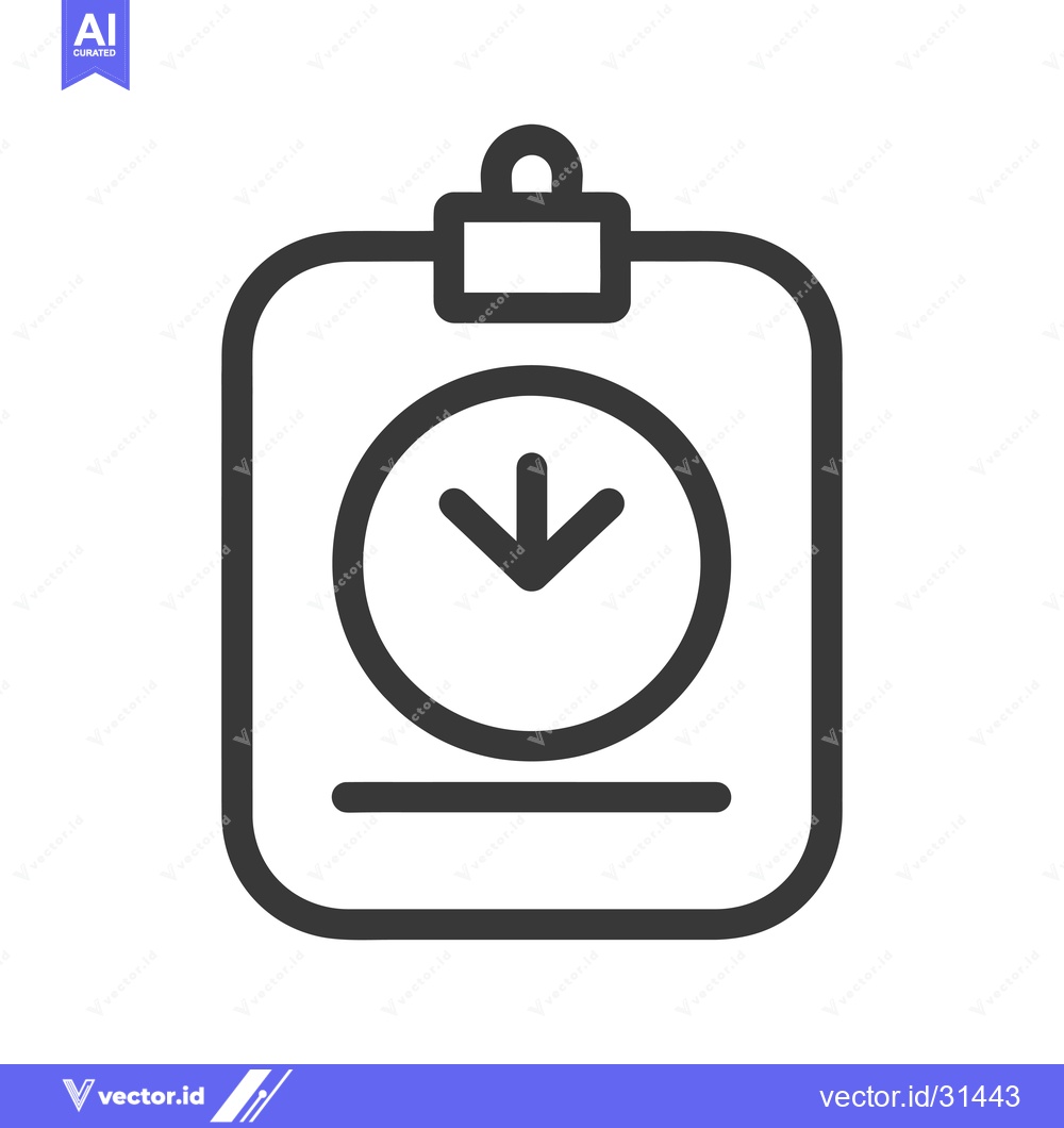 Premium Vector of Clipboard Icon with Down Arrow Inside Circle