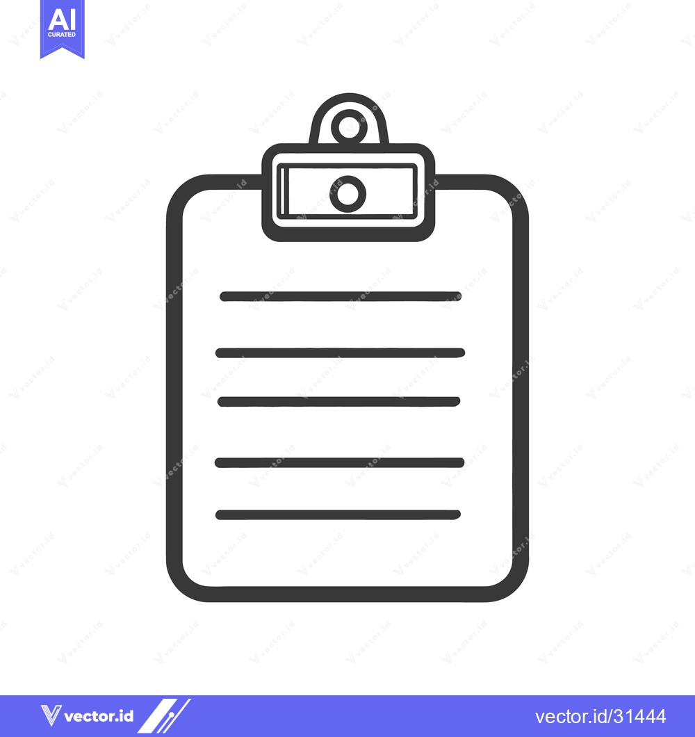 Premium Vector of A black and white line drawing shows a clipboard with lines