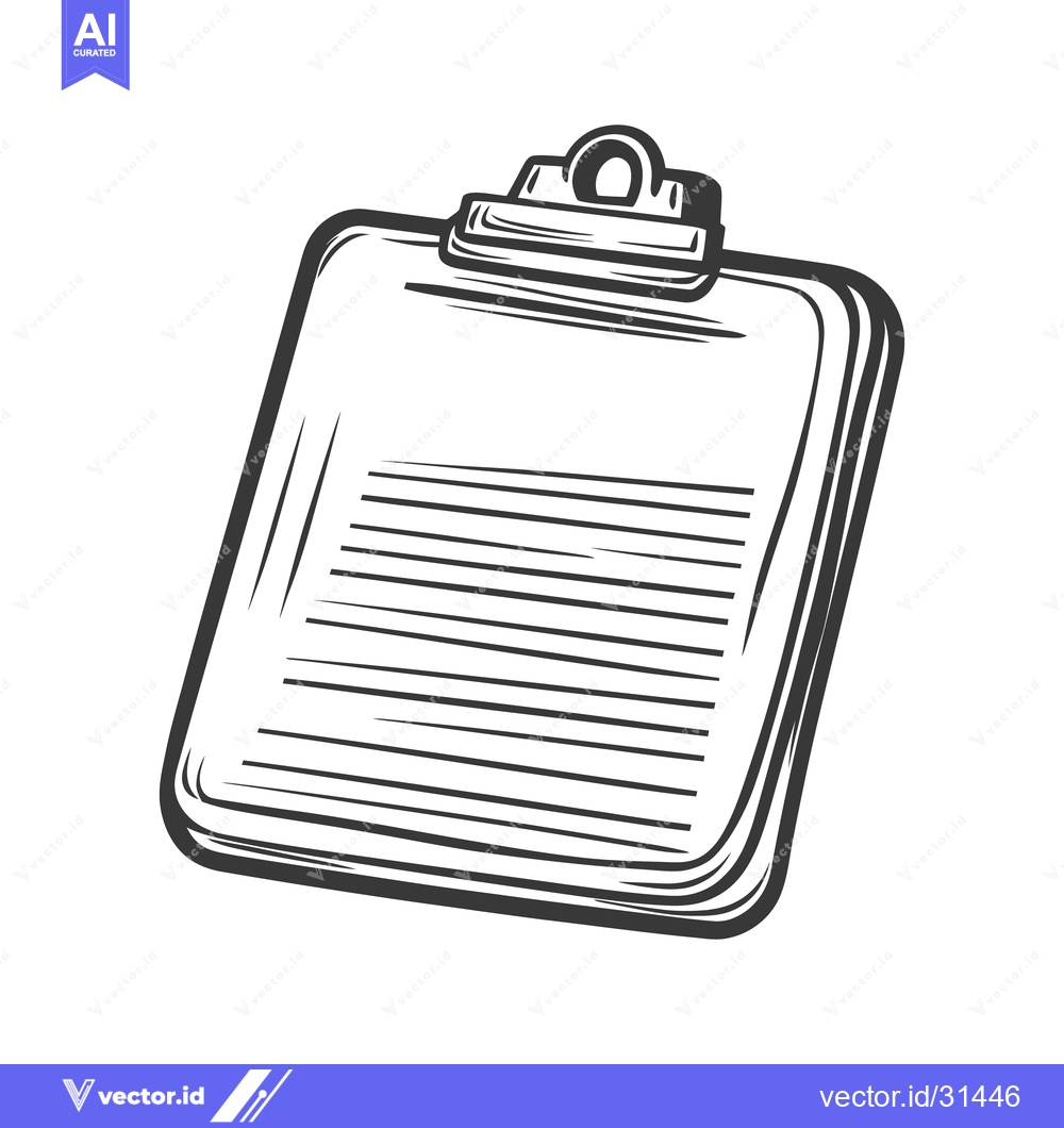 Premium Vector dari A detailed black and white illustration depicting a clipboard with pap