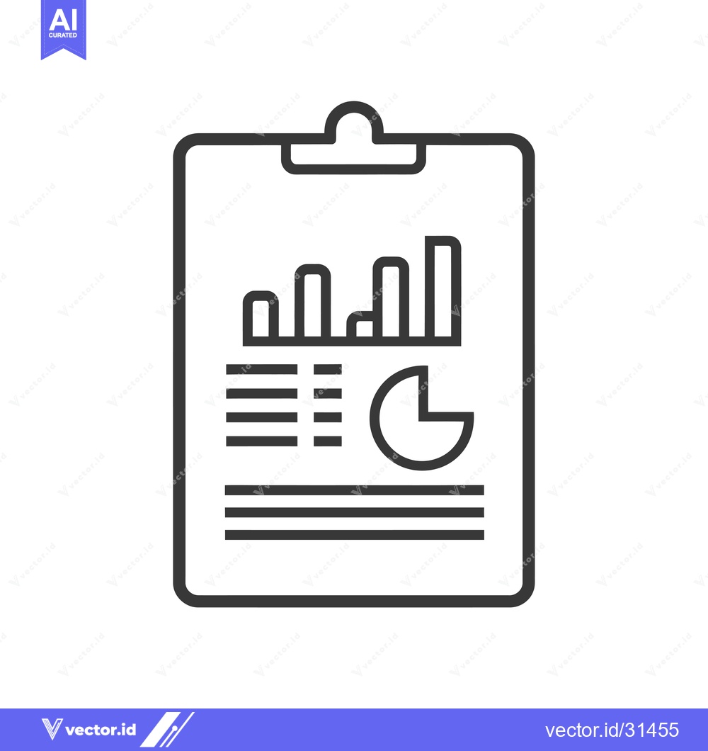 Premium Vector dari Clipboard with Bar Chart, Pie Chart, and Lines
