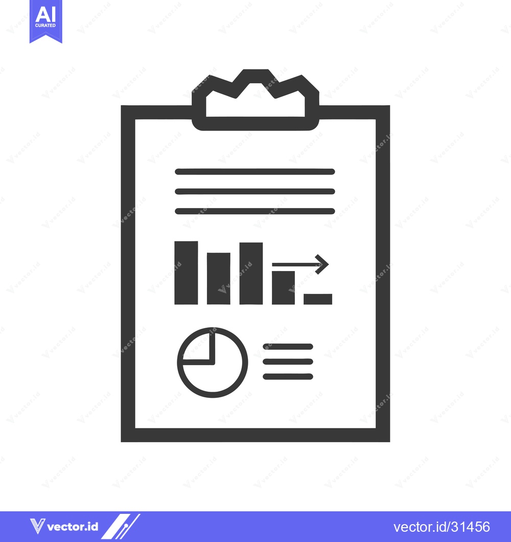 Premium Vector dari Clipboard with Bar Graph, Pie Chart, and Arrow
