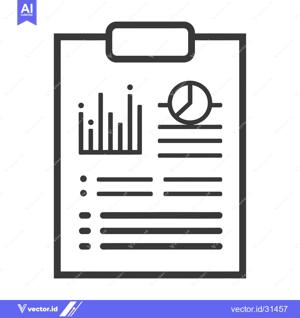 Premium Vector dari Clipboard with Bar Graph, Pie Chart, and List