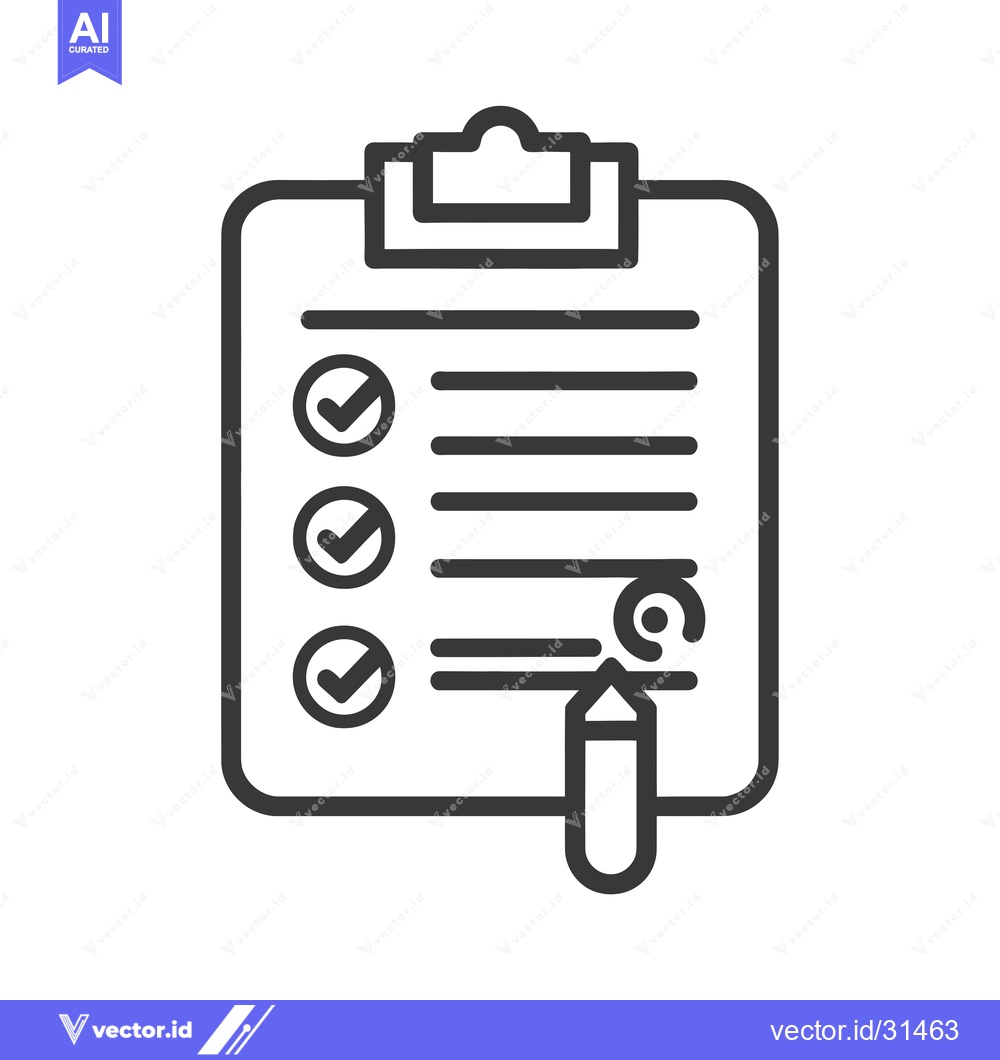 Premium Vector of Clipboard with Checklist and a Pen Filling Out a Circle
