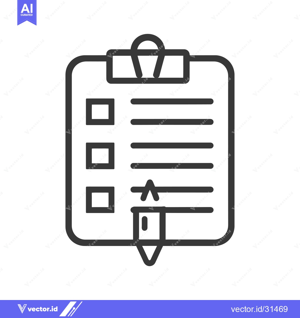 Premium Vector of Clipboard with Checklist and Pencil Icon