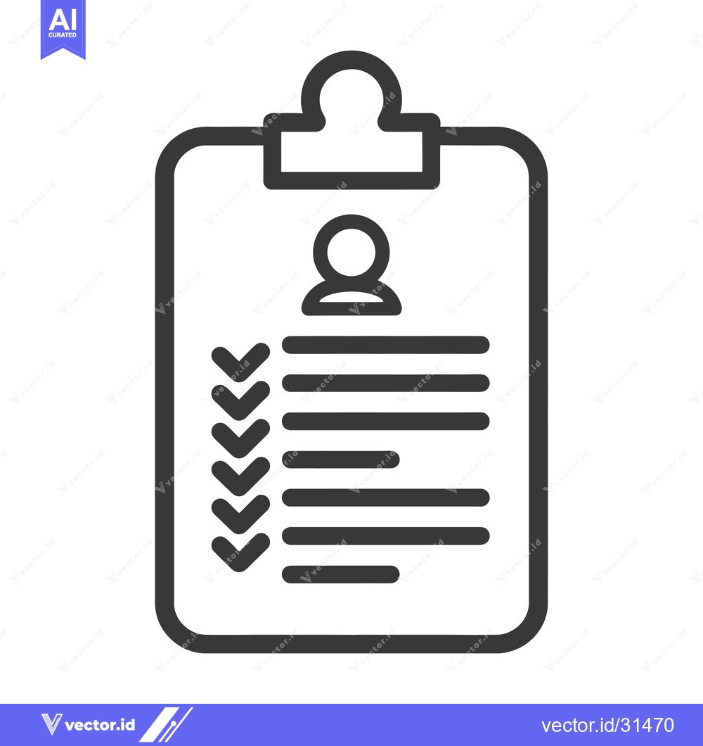 Premium Vector dari Clipboard with Checklist and Profile Icon