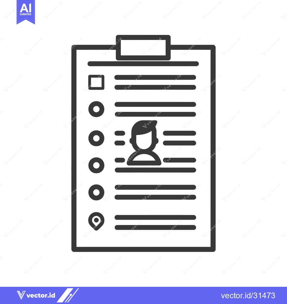 Premium Vector of Clipboard with Checklist, Profile Icon, and Location Pin