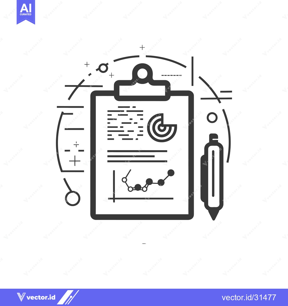 Premium Vector dari Clipboard with Data Analysis and Pen