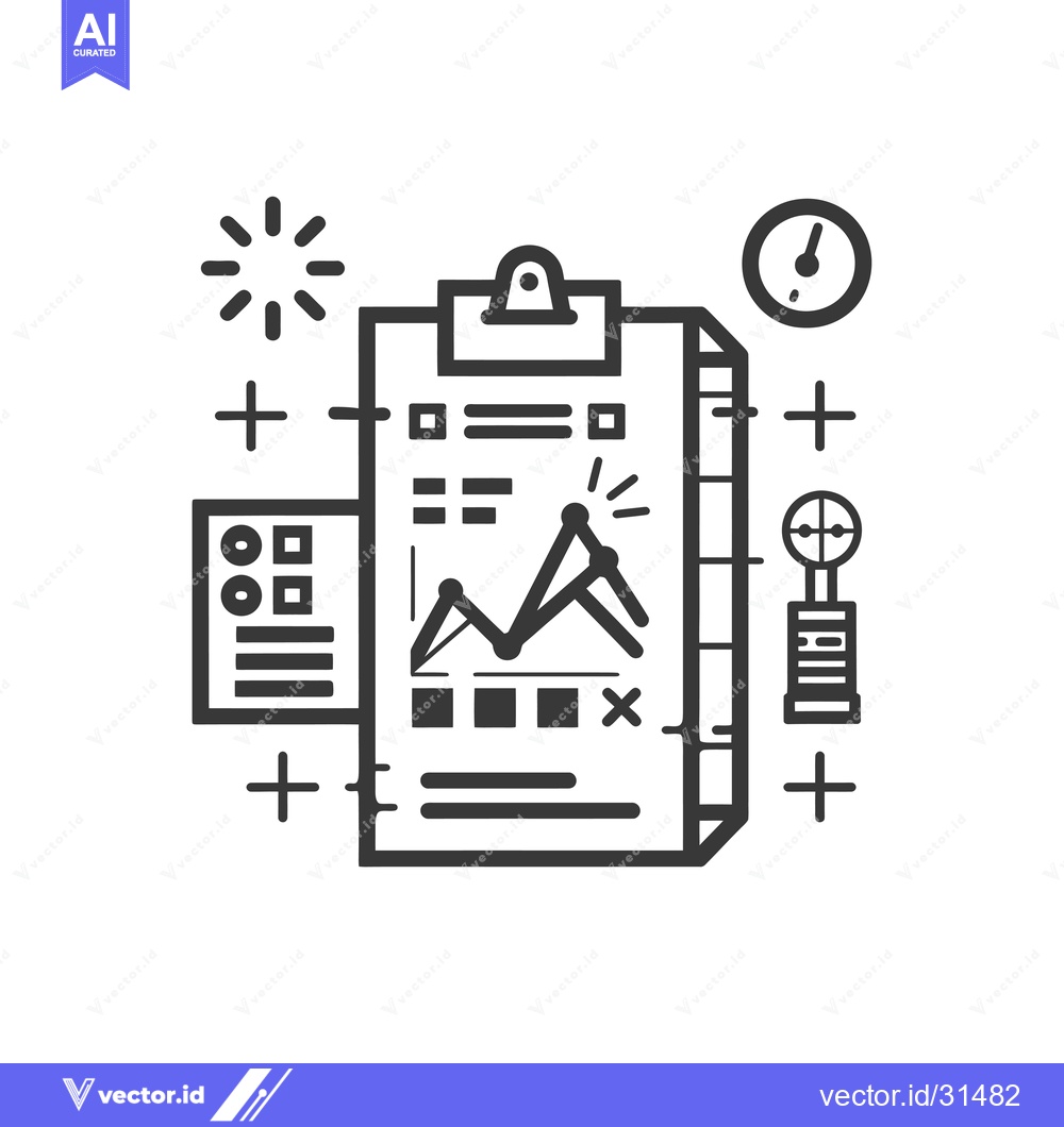 Premium Vector dari Clipboard with Graph, Clock, Target and Plus Signs