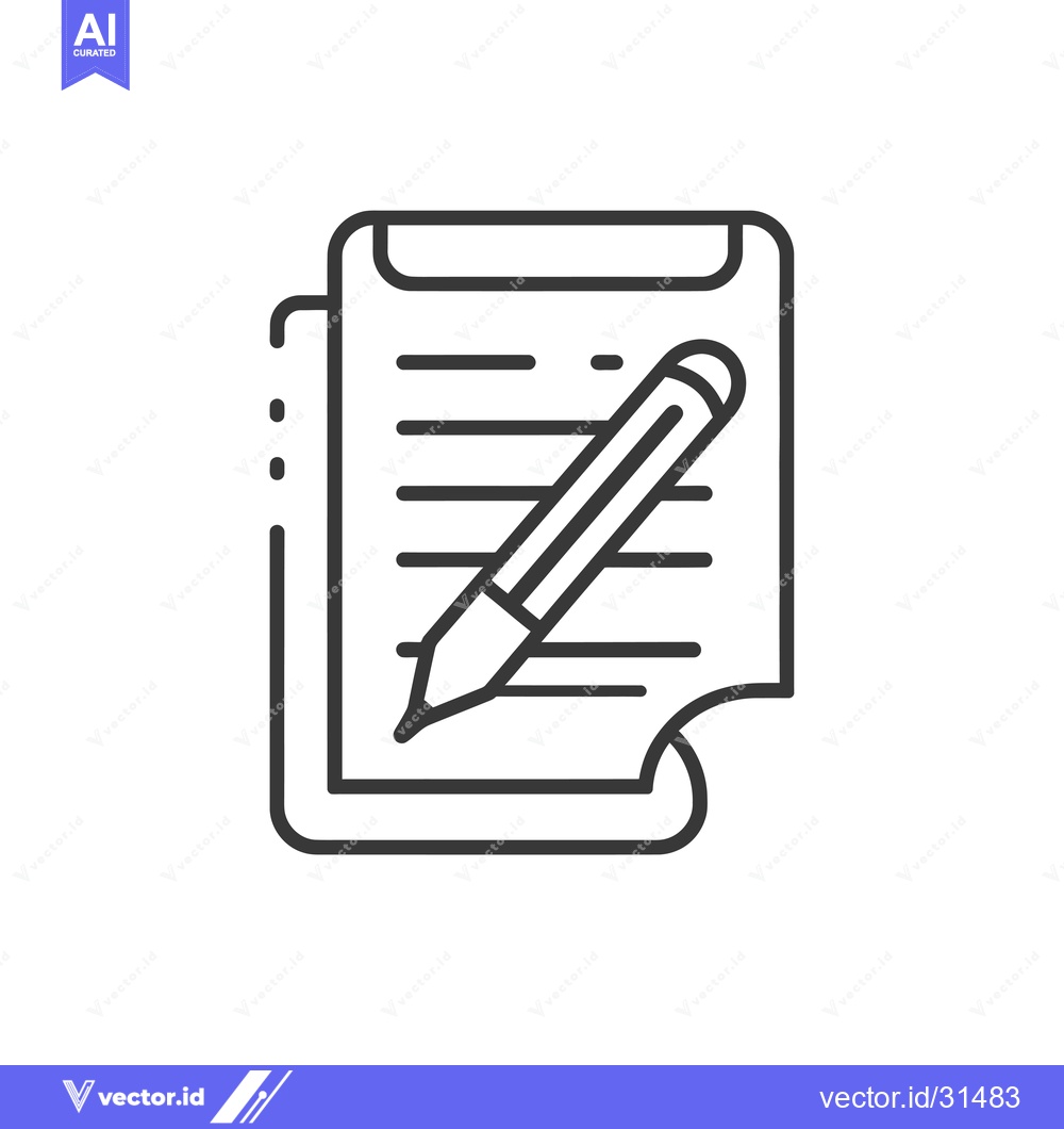 Premium Vector of Clipboard with Lined Paper and Pencil Icon