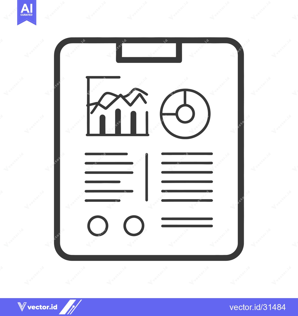 Premium Vector dari Clipboard with Line Graph, Bar Chart, Pie Chart, and Text