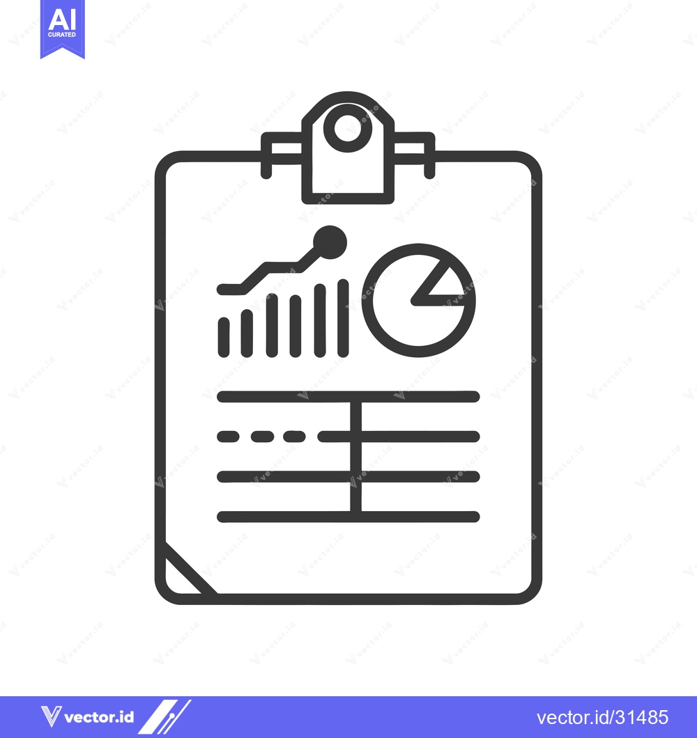 Premium Vector of Clipboard with Line Graph, Pie Chart, and Table