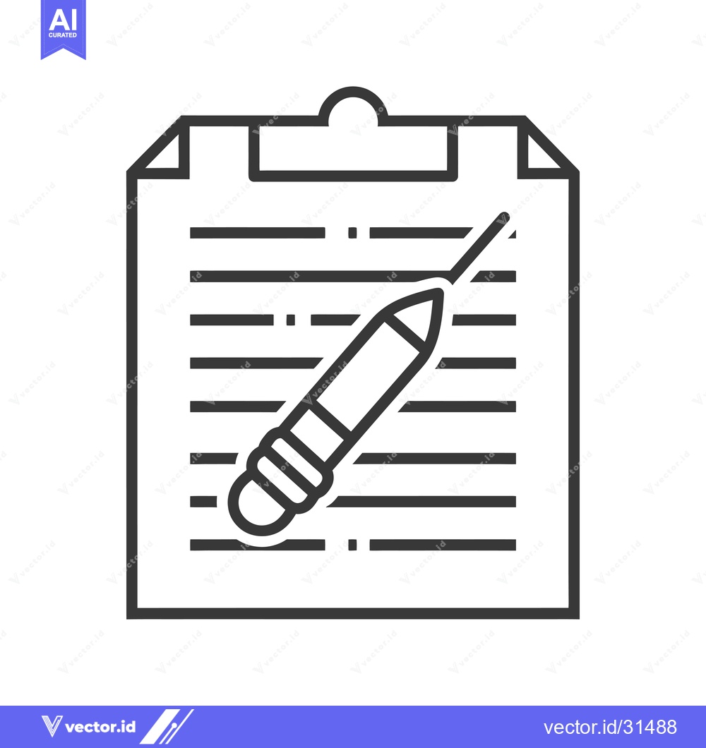 Premium Vector of Clipboard with Pencil on Lined Paper