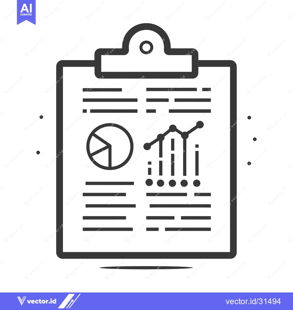 Premium Vector dari Clipboard with pie chart and line graph business report
