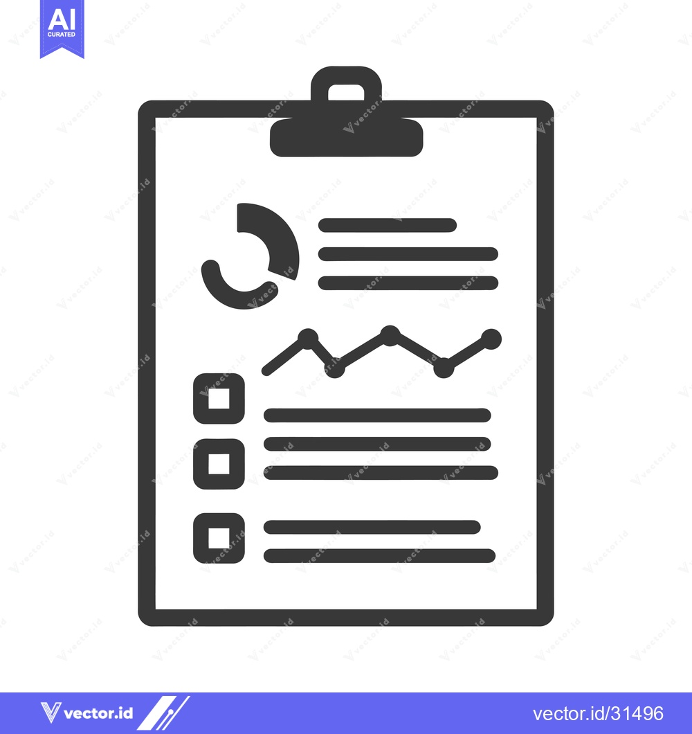 Premium Vector of Clipboard with Pie Chart, Line Graph, and Checkboxes
