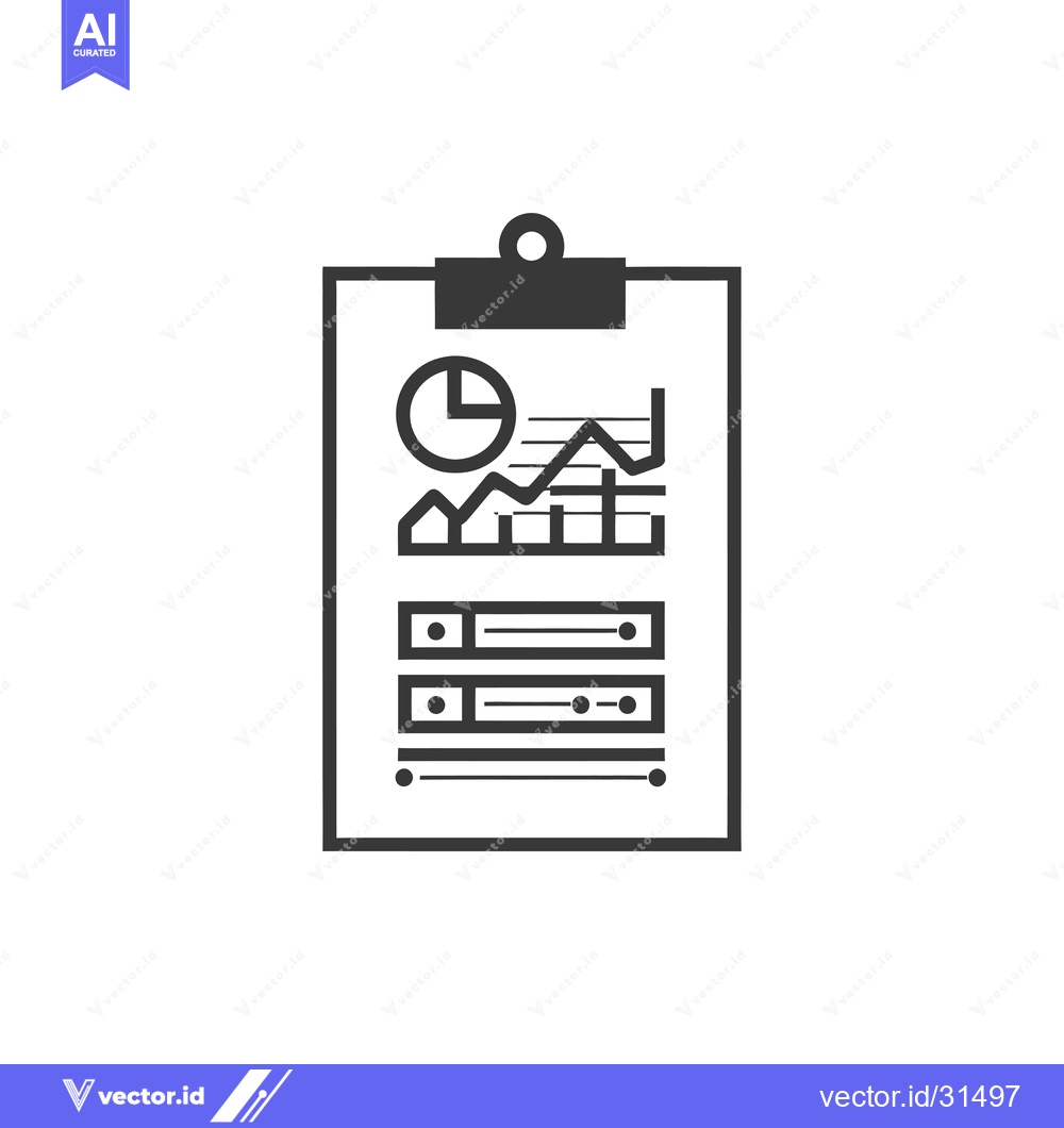 Premium Vector of Clipboard with Pie Chart, Line Graph, and Sliders