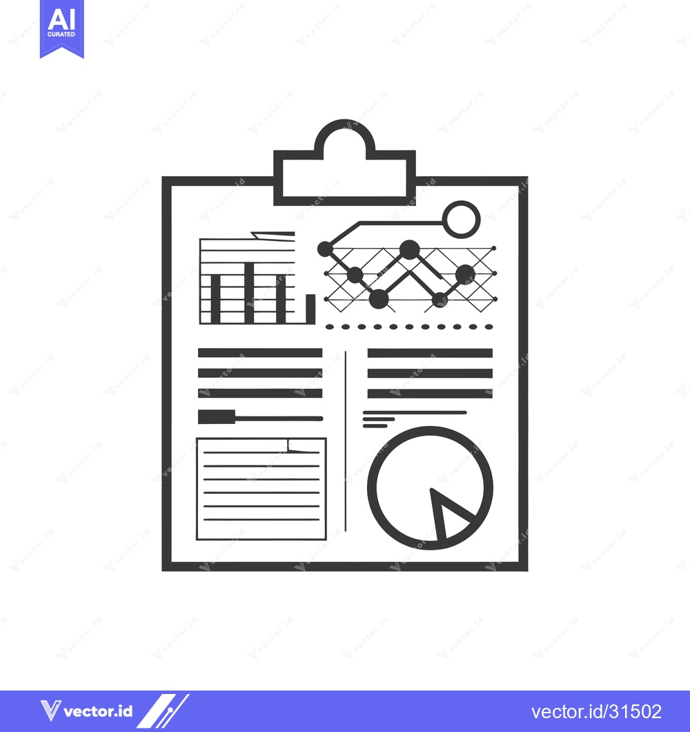Premium Vector dari Clipboard with Various Data Charts and Graphs