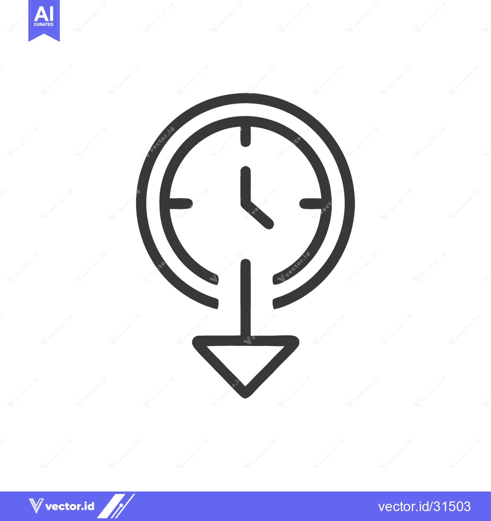 Premium Vector dari Time Download: Minimalist Clock Icon with Arrow Pointing Downward, Dea