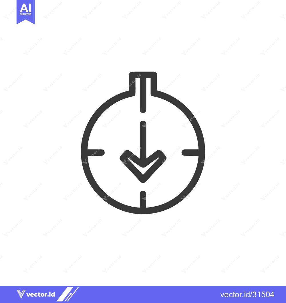 Premium Vector dari Minimalist Downward Arrow Icon Inside Circular Target, Isolated on Whi