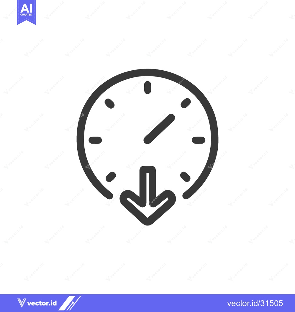 Premium Vector dari Deadline Icon: Clock with Downward Arrow, Time Pressure, Minimalist De