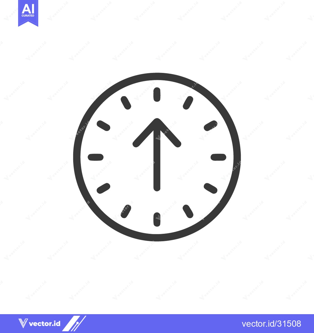 Premium Vector dari Minimalist Clock Icon with Upward Arrow, Time Management Symbol