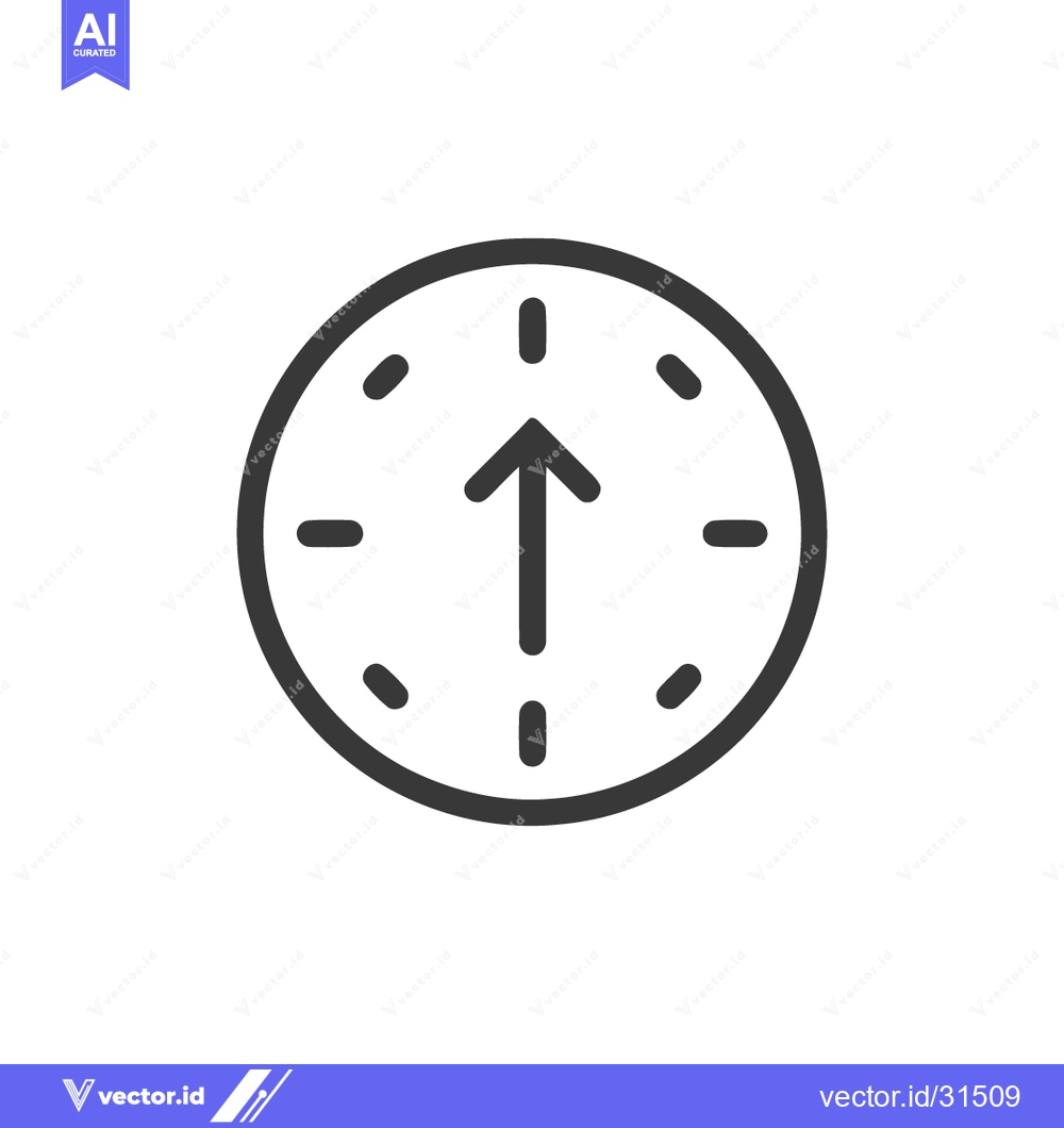 Premium Vector of Minimalist Clock Icon with Upward Arrow on White Background