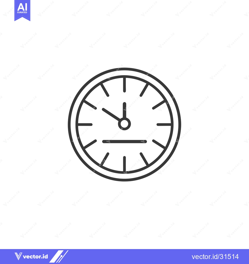 Premium Vector of Clock Face with Single Hand at 12 O'Clock