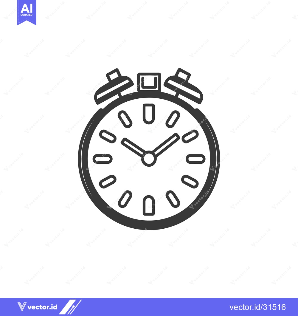 Premium Vector of A simple outline depiction of a classic alarm clock