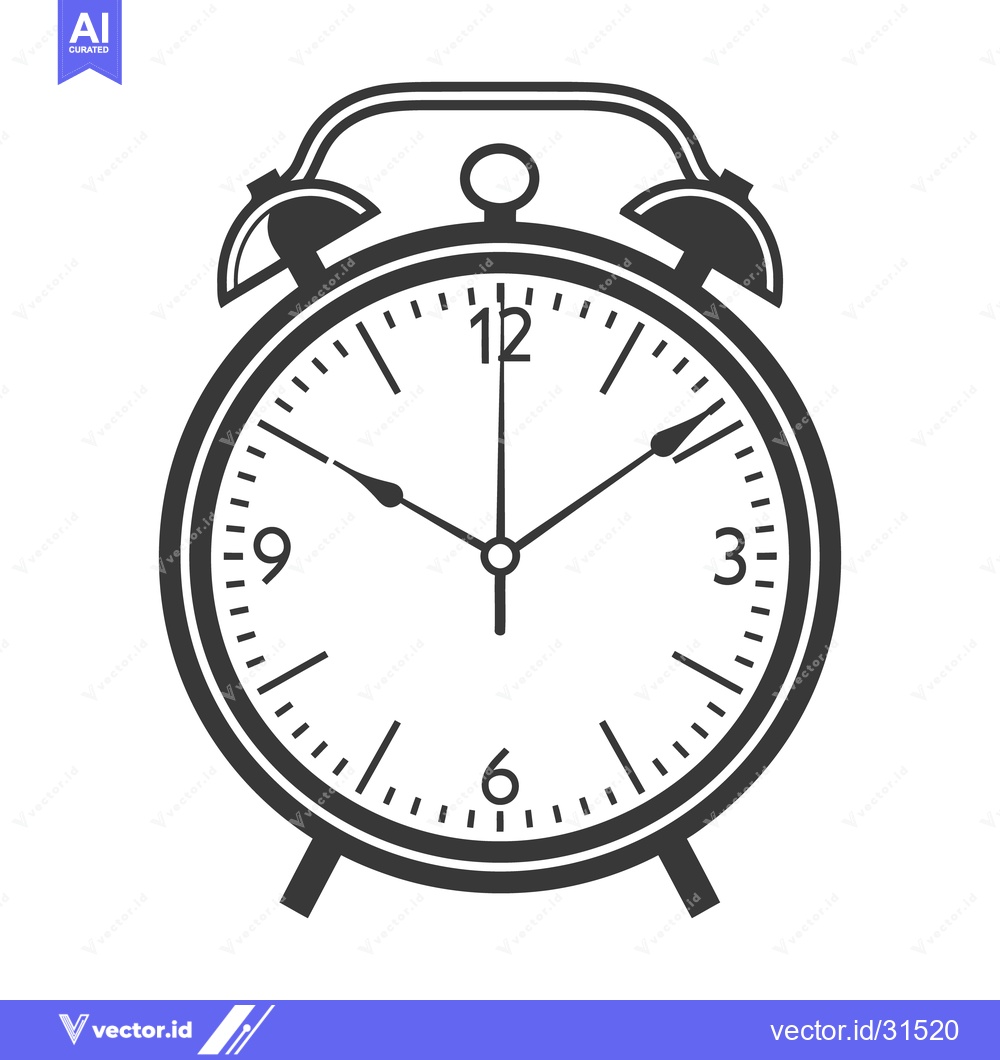 Premium Vector of An old black and white clock used for waking people up