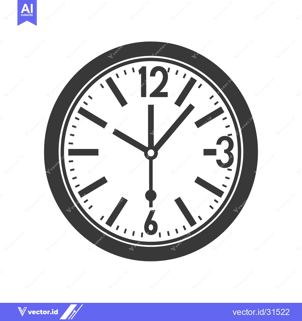 Premium Vector of A black and white analog wall clock displaying time clearly
