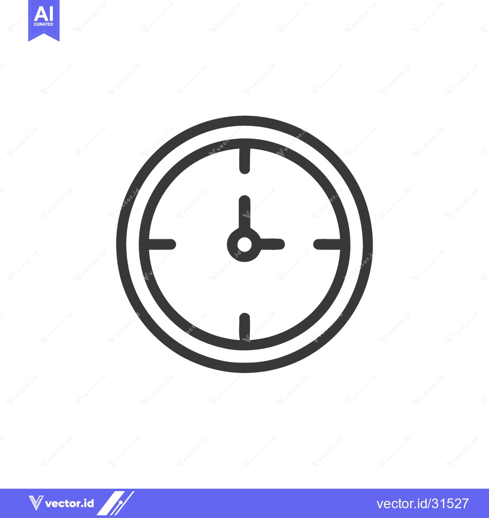 Premium Vector dari Minimalist Clock Icon: Simple Time Representation on White Background