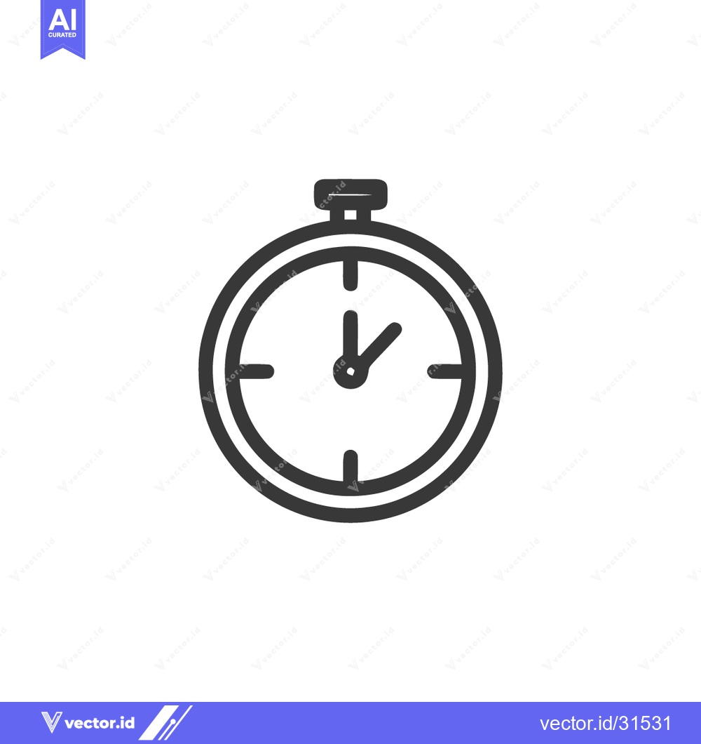 Premium Vector dari Minimalist Stopwatch Icon: Precise Timekeeping in Simple Line Art Desi