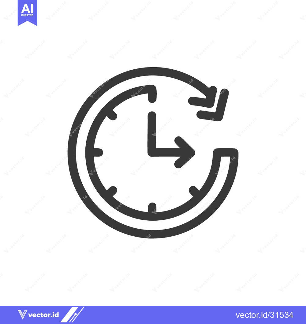 Premium Vector of Circular Clock Icon with Arrows Indicating Time Loop or Refresh, Isola
