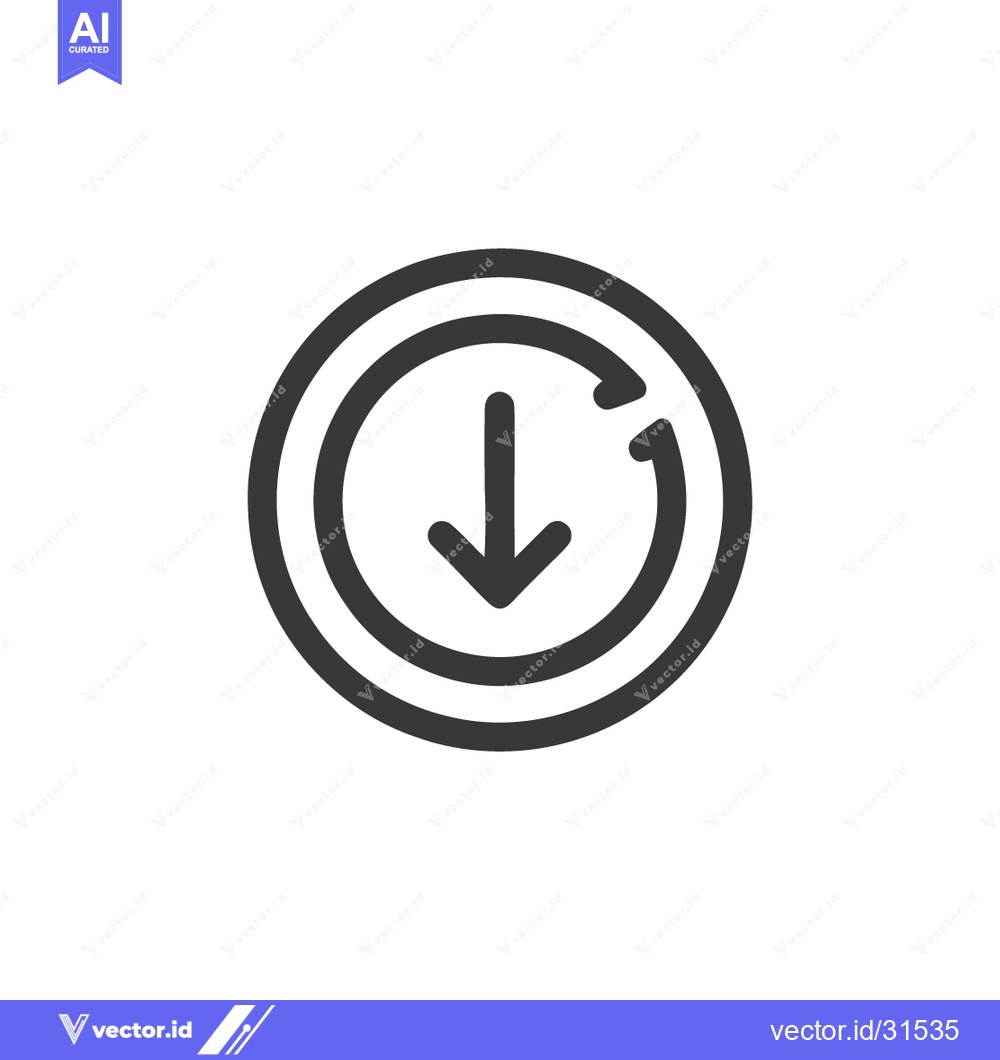 Premium Vector dari Circular Arrow Icon: Downward Direction with Rotation, Simple Design