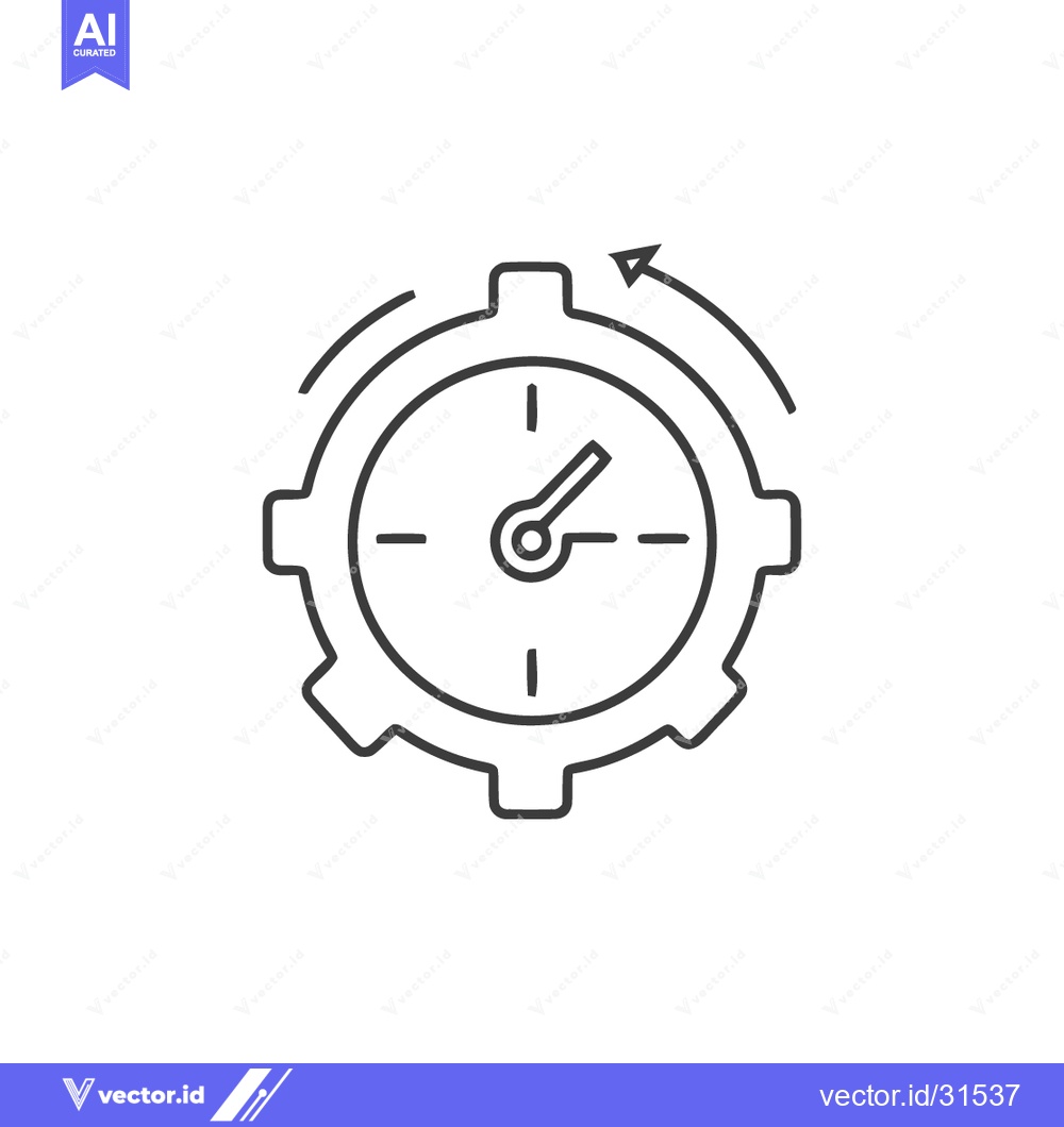 Premium Vector dari Clockwork Precision: Time Management Icon with Gear and Arrow