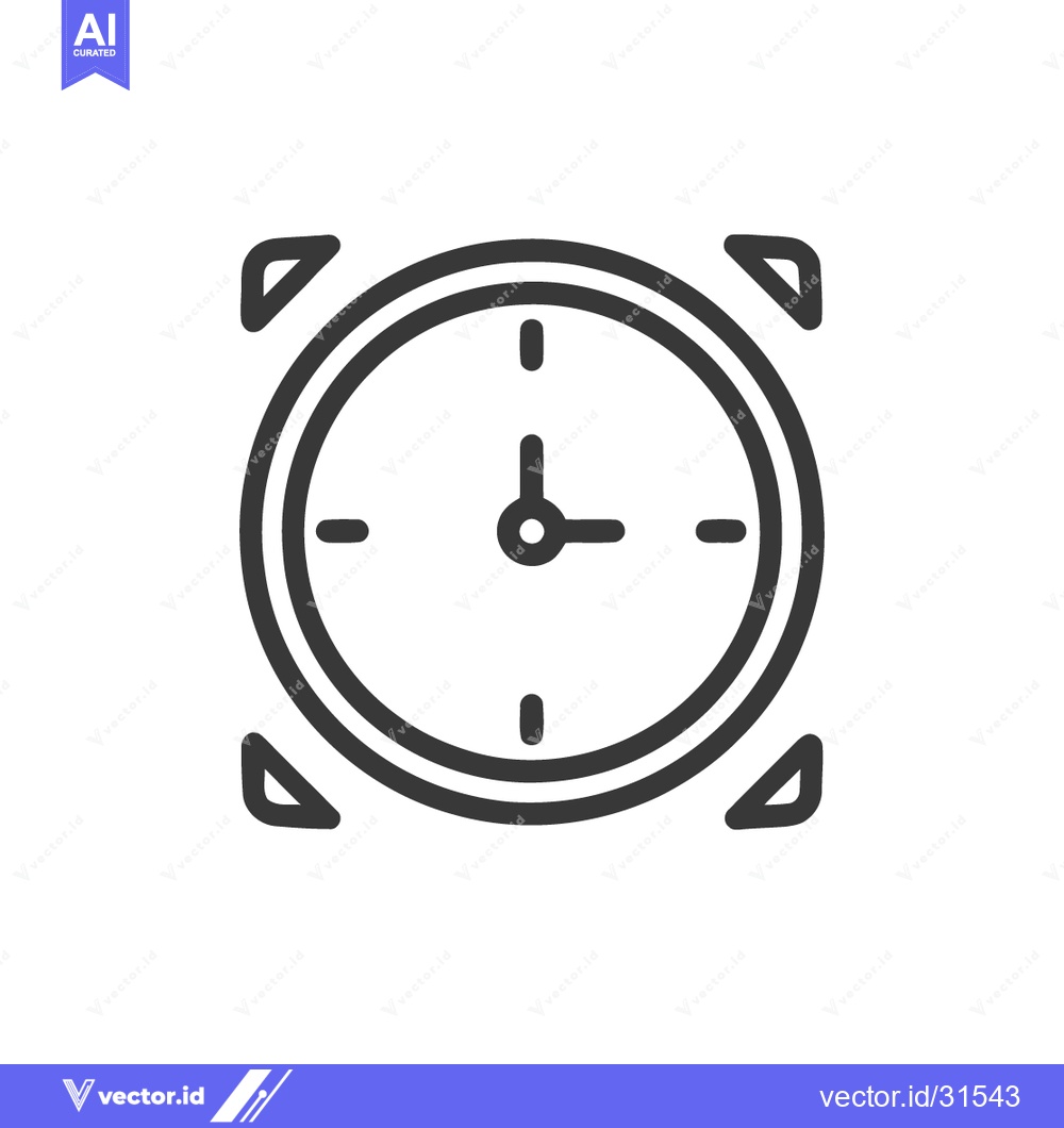 Premium Vector dari Minimalist Alarm Clock Icon with Triangle Accents, Time Reminder