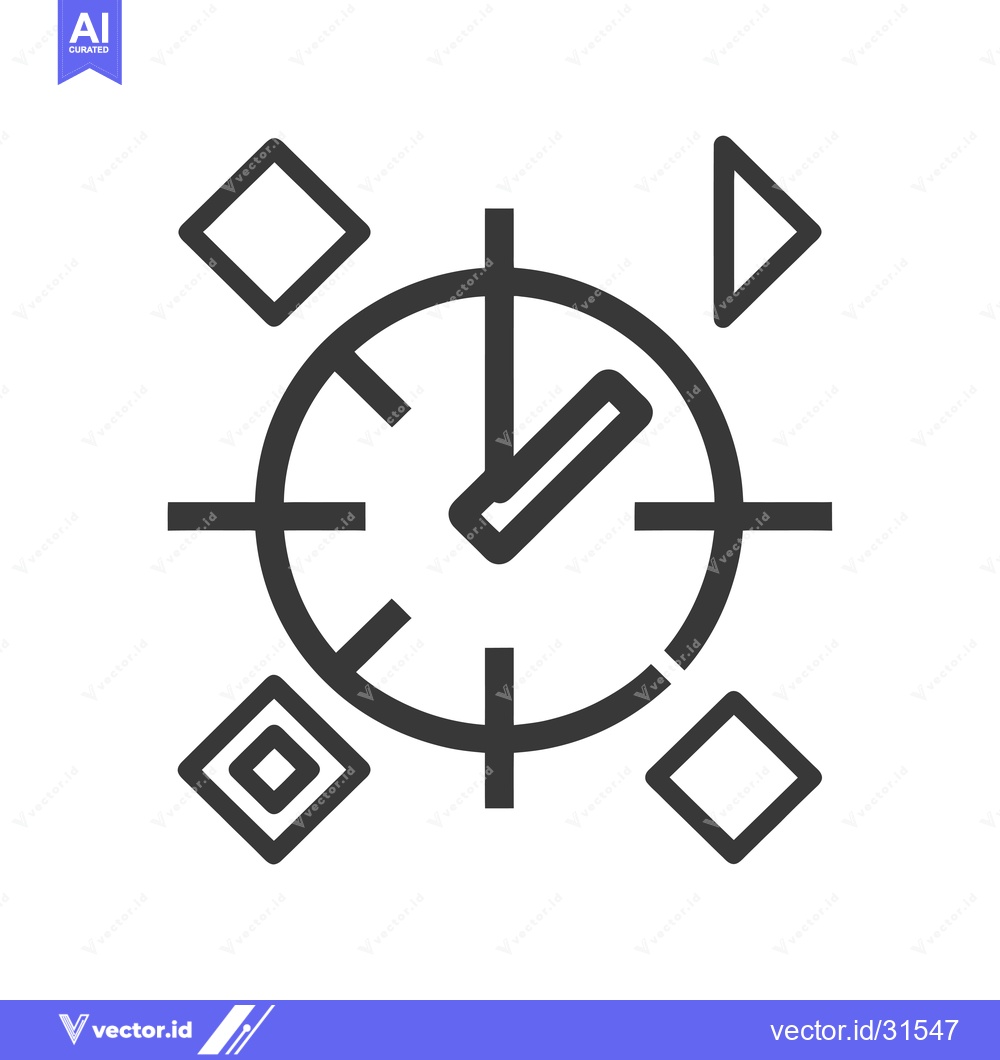 Premium Vector dari Clock with Four Squares and a Triangle