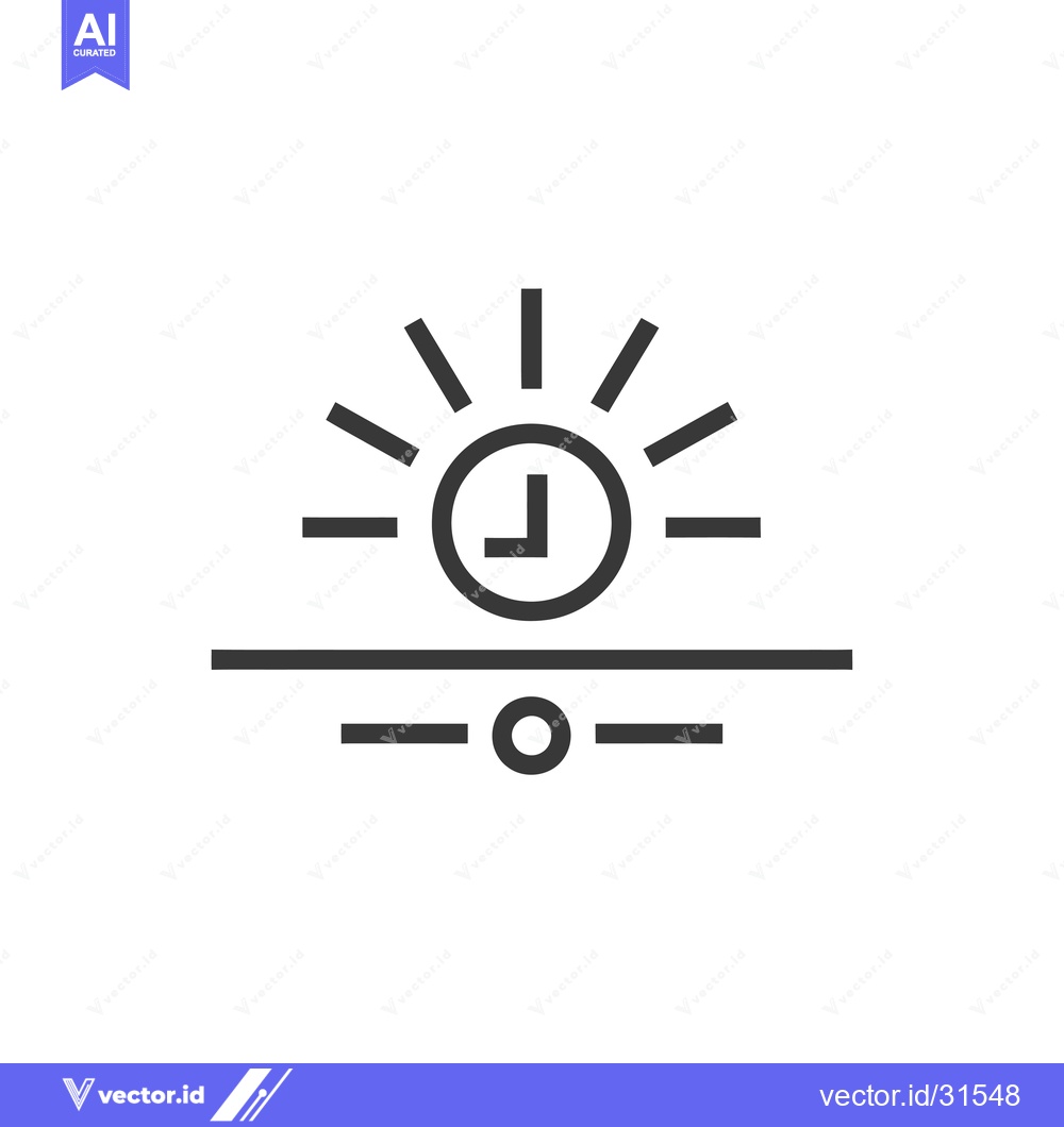 Premium Vector dari Clock with Sun Rays and Horizontal Bars