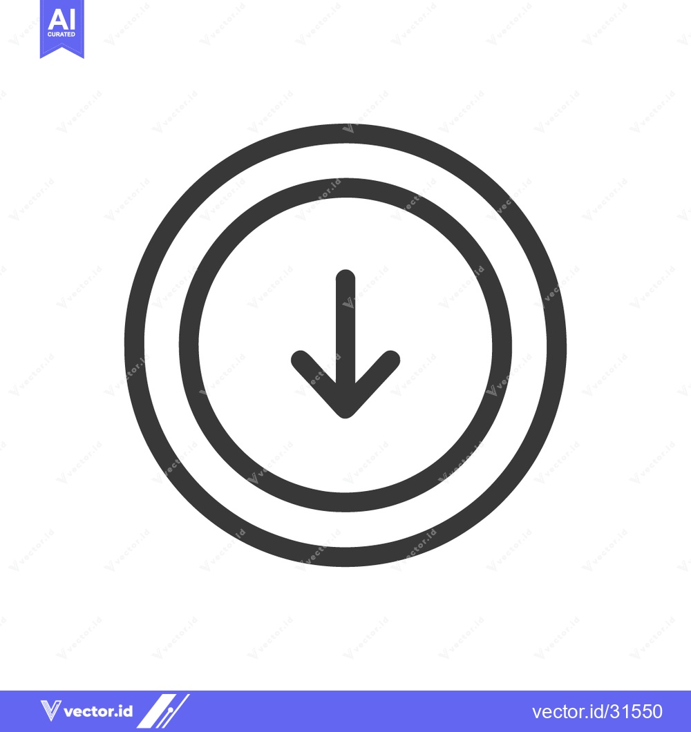 Premium Vector of Minimalist Down Arrow Icon: Circular Frame, Simple Directional Symbol