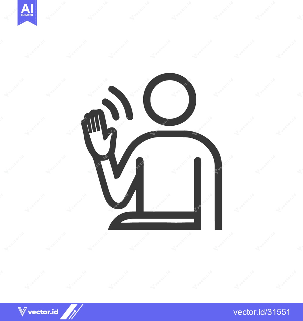 Premium Vector dari Minimalist Icon of Person Waving Hand with Signal Waves, Isolated