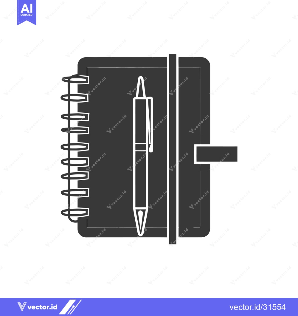 Premium Vector dari Closed Spiral Notebook with Pen Inside