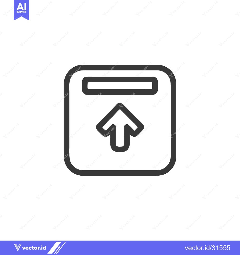 Premium Vector of Upload Icon: Simple Outline of Arrow Pointing Upward in Rounded Square