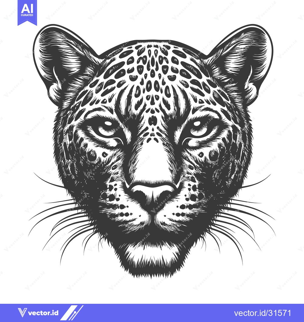 Premium Vector dari Close-up Monochromatic Drawing of a Leopard's Head