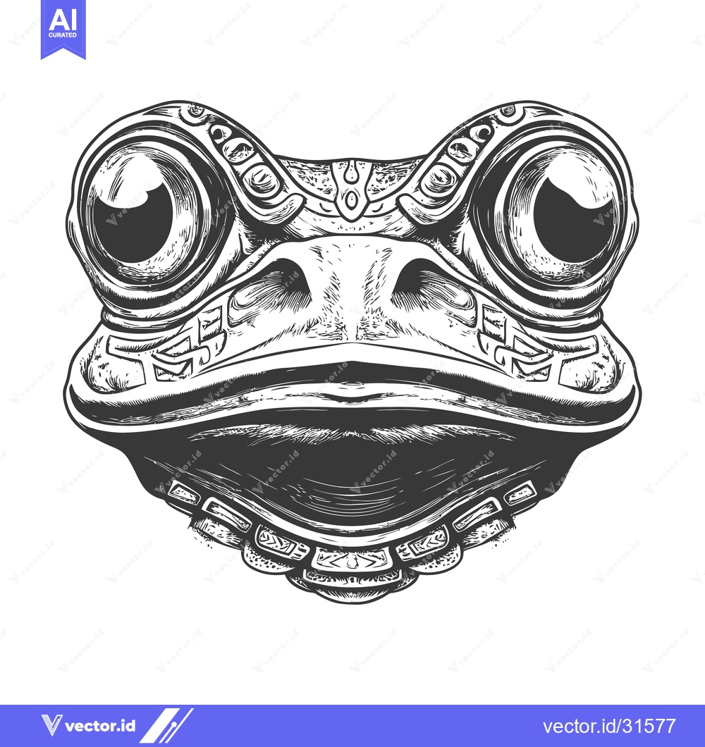 Premium Vector of Close-up of a Frog's Face with Intricate Details