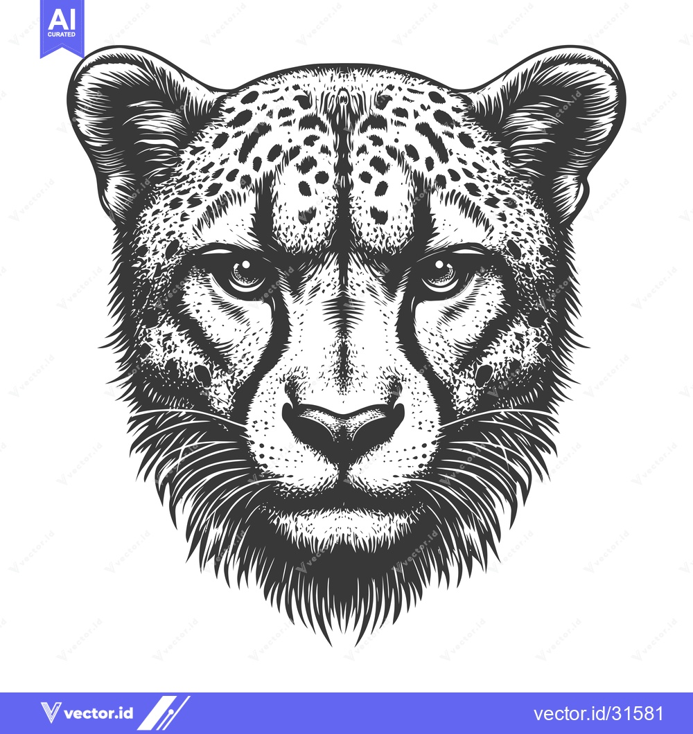Premium Vector dari Close-up Portrait of a Cheetah's Face in Black and White