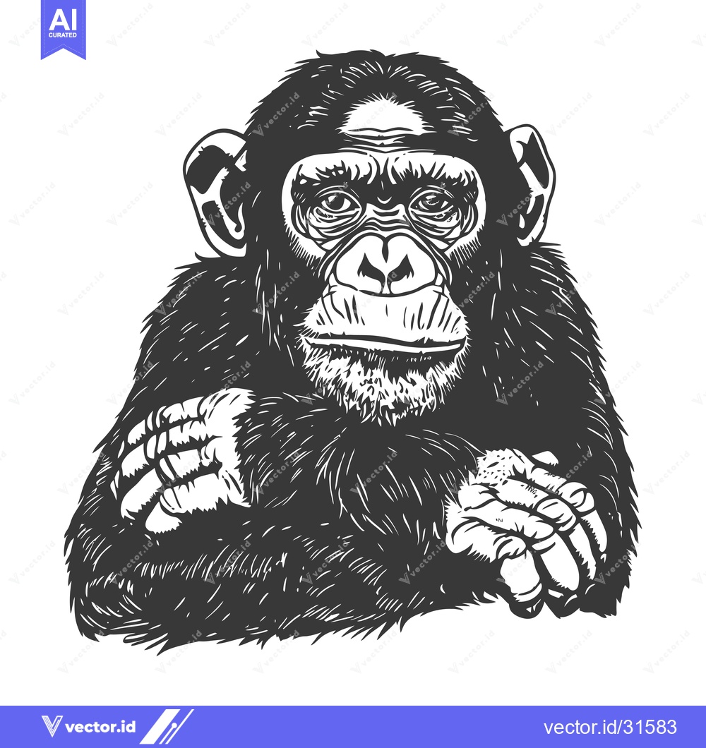 Premium Vector dari Close-up Portrait of a Chimpanzee with Folded Arms