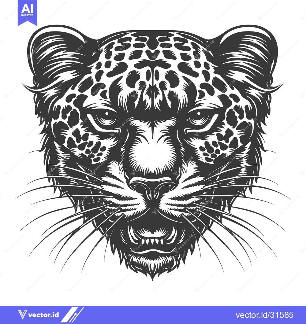 Premium Vector dari Close-Up Portrait of a Growling Leopard