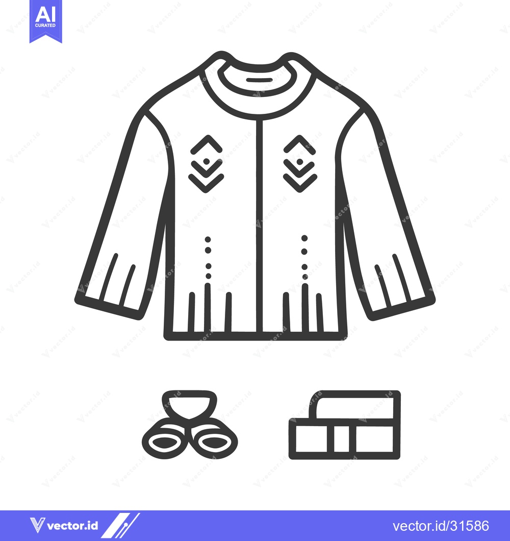 Premium Vector of A line drawing of a sweater and other accompanying accessories