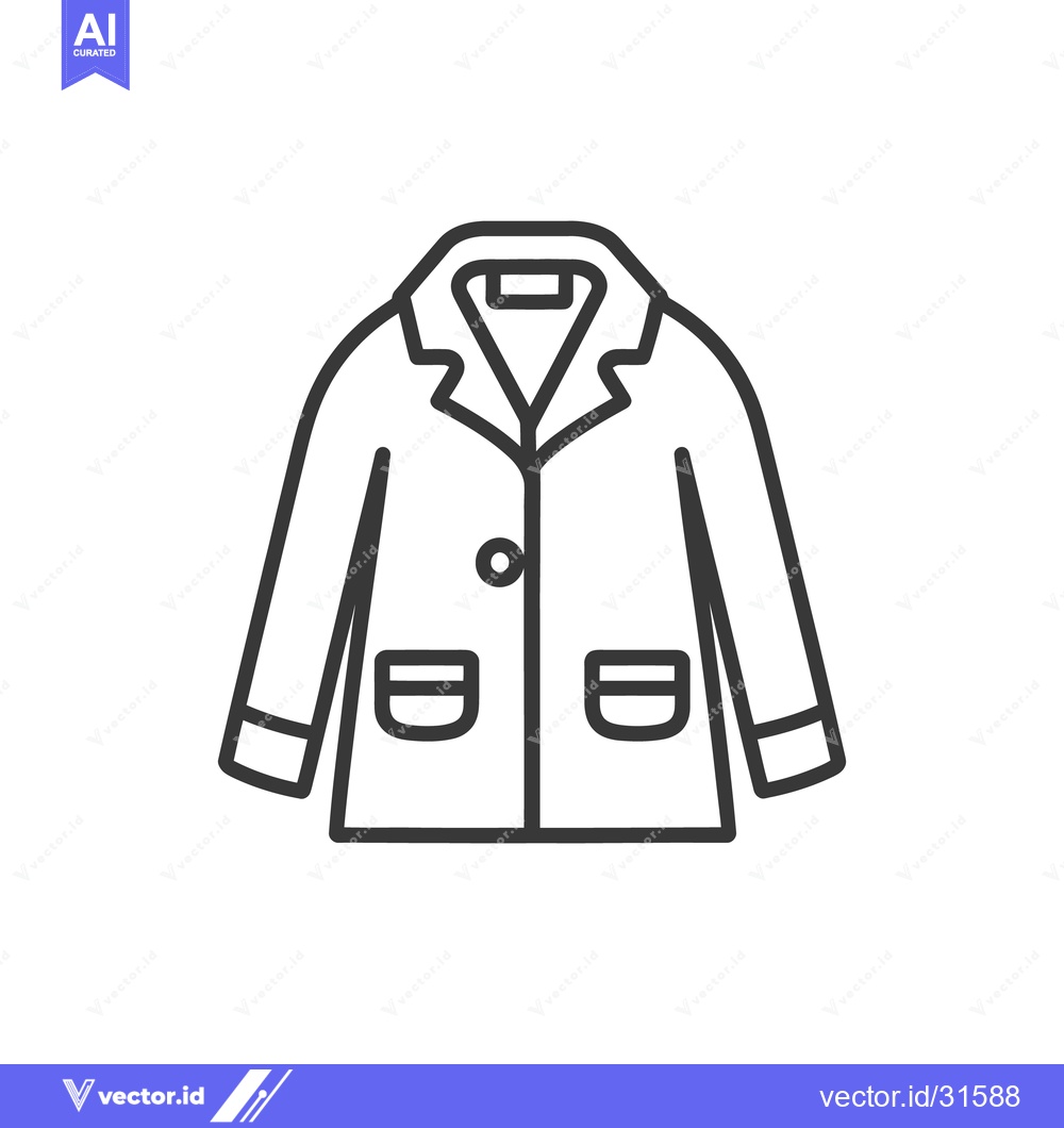 Premium Vector dari An illustrated outline of a coat with button pockets